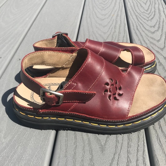 red doc marten sandals